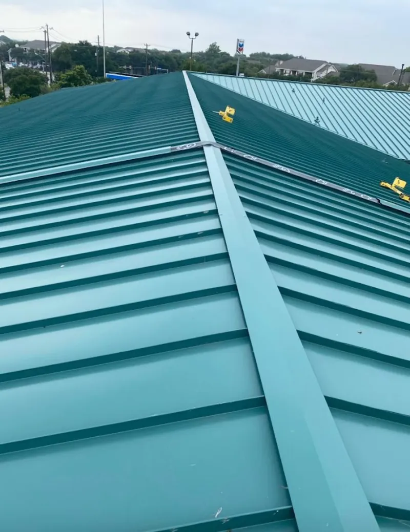 Green commercial metal roof ridge and valley for Metal Roof Repair in Westphalia